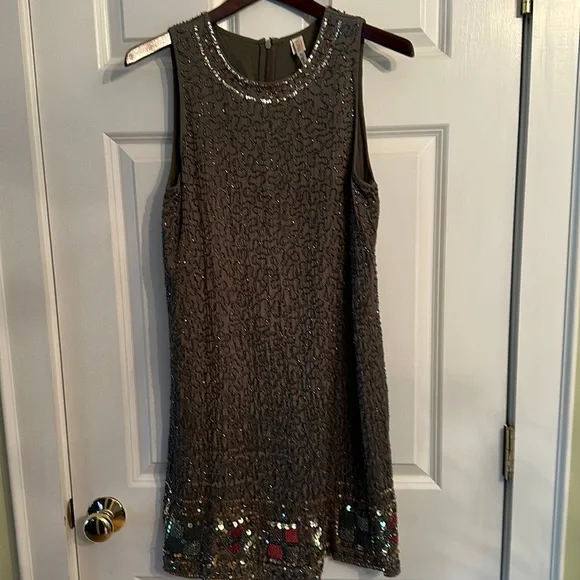 RAGA | Dresses | Anthropologie Raga Sequins Dress Olive | Poshmark